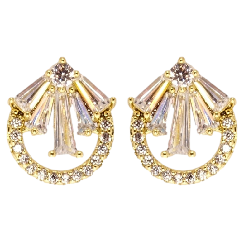 Сережки Xuping QQMM Позолота 14K пусети Іскристість фото №1 Сережки Xuping QQMM Позолота 14K пусети Іскристість фото №1