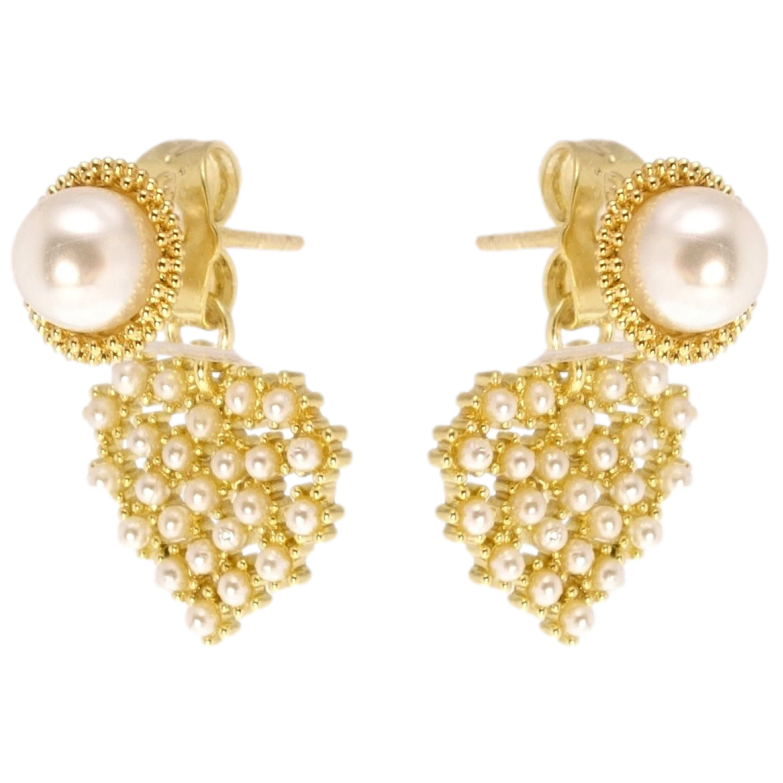 Сережки Xuping QQMM Позолота 14K пусети Перлинні серця фото №19 Сережки Xuping QQMM Позолота 14K пусети Перлинні серця фото №19