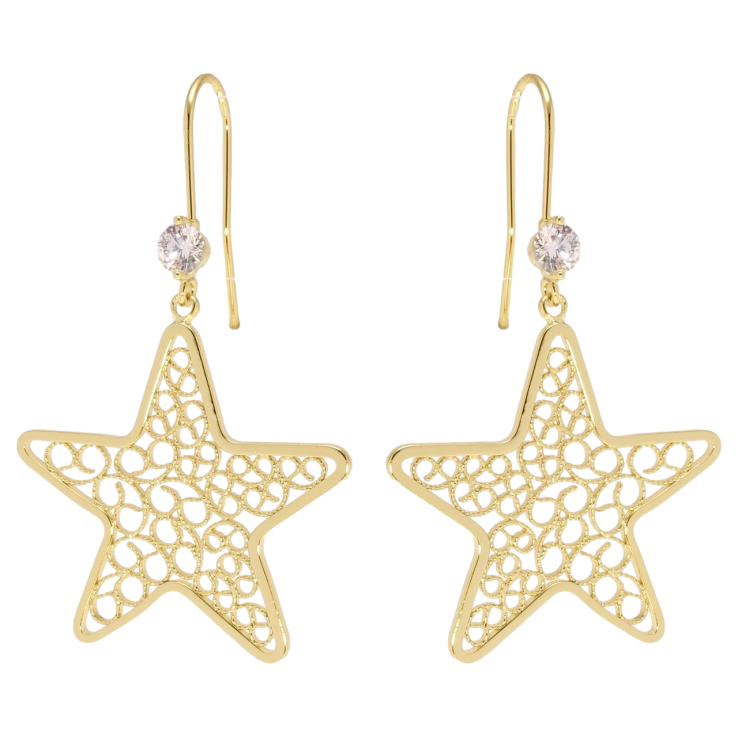 Серьги Xuping QQMM Позолота 14K французский замок Ажурные звезды фото №2 Серьги Xuping QQMM Позолота 14K французский замок Ажурные звезды фото №2