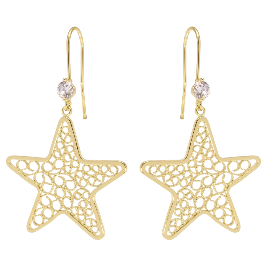Серьги Xuping QQMM Позолота 14K французский замок Ажурные звезды фото №1 Серьги Xuping QQMM Позолота 14K французский замок Ажурные звезды фото №1