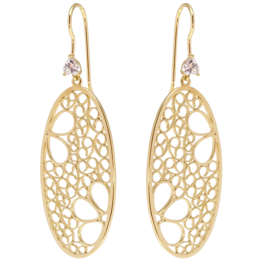Серьги Xuping QQMM Позолота 14K французский замок Ажурные овалы фото №1 Серьги Xuping QQMM Позолота 14K французский замок Ажурные овалы фото №1