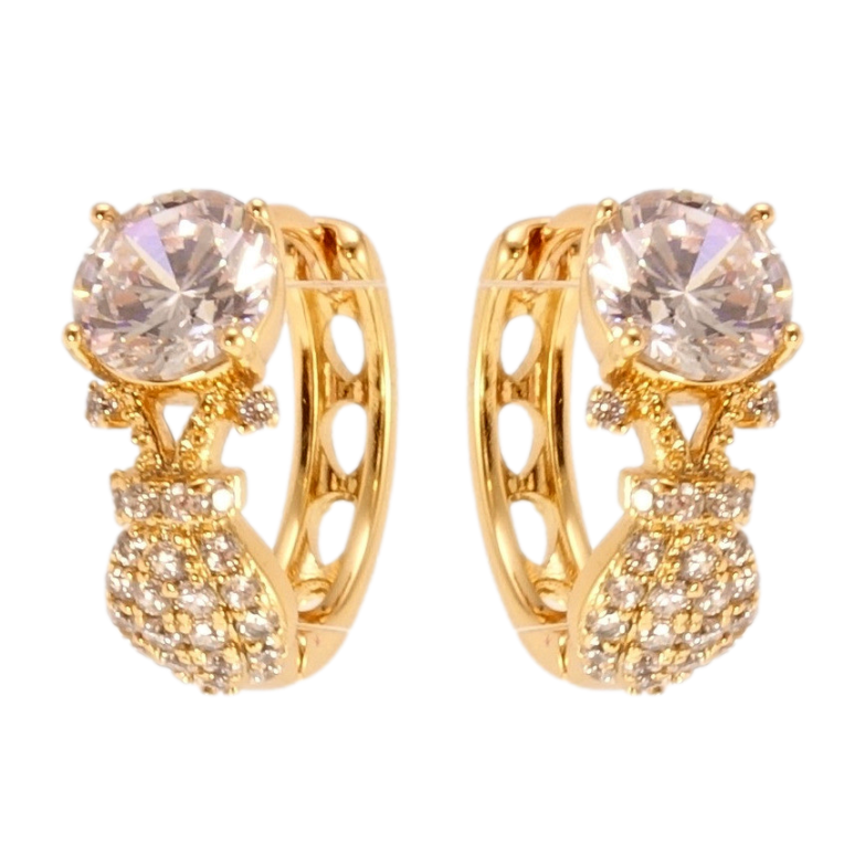 Сережки Xuping Позолота 18K колечка Кристальна фантазія фото №13