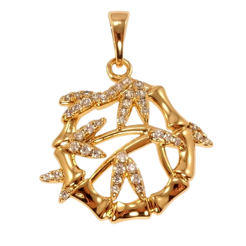 Кулон Xuping Позолота 18K Бамбуковий гай для ланцюжка до 5мм фото №2 Кулон Xuping Позолота 18K Бамбуковий гай для ланцюжка до 5мм фото №2