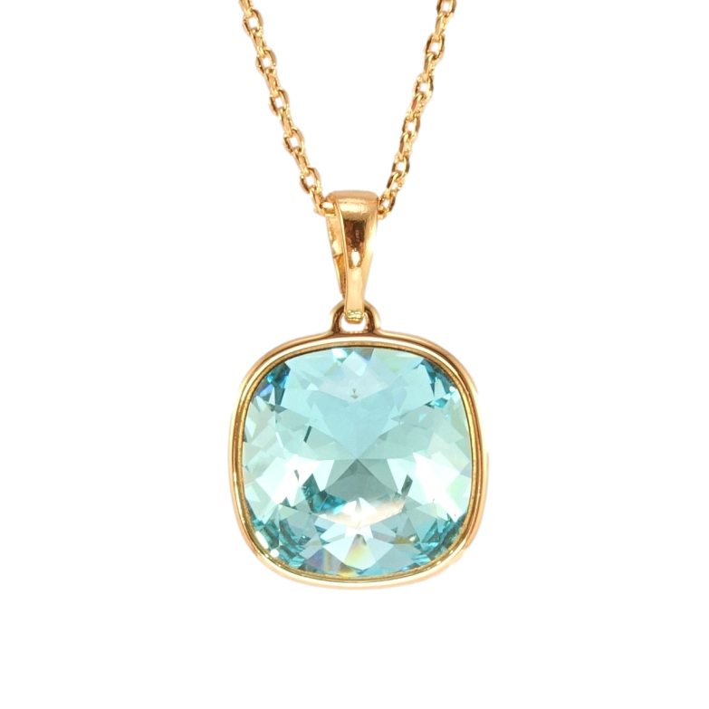 Кулон Xuping колір 18K з кр-ми Swarovski на ланцюжку Кристал Light Turquoise 14х14мм довжина 41-46см фото №5 Кулон Xuping колір 18K з кр-ми Swarovski на ланцюжку Кристал Light Turquoise 14х14мм довжина 41-46см фото №5