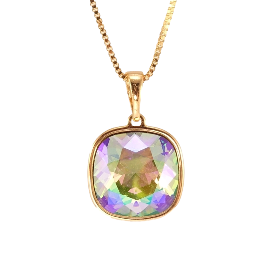 Кулон Xuping цвет 18K с кр-ми Swarovski на цепочке Кристалл Peridot Shimmer 14х14мм длина 41-46см фото №1