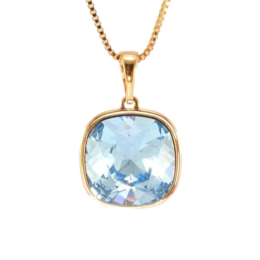 Кулон Xuping цвет 18K с кр-ми Swarovski на цепочке Кристалл Aquamarine 14х14мм длина 40-45см фото №1