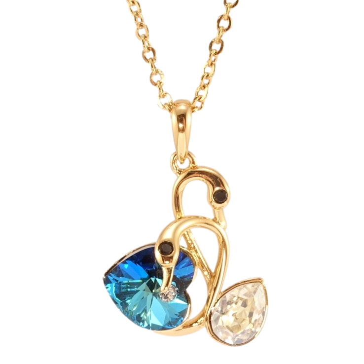 Кулон Xuping колір 18K з кр-ми Swarovski на ланцюжку Лебеді з кристалом Metallic Blue довжина 41-46см фото №11