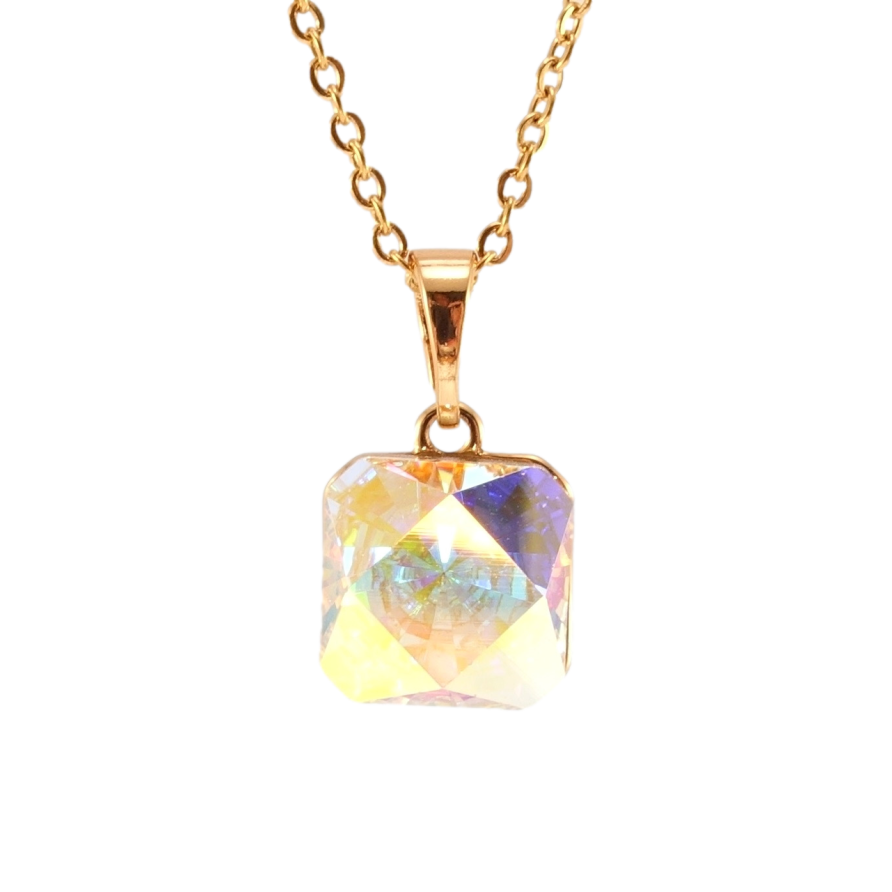 Кулон Xuping колір 18K з кр-ми Swarovski на ланцюжку Кристал АВ 10х10мм довжина 40-45см фото №1 Кулон Xuping колір 18K з кр-ми Swarovski на ланцюжку Кристал АВ 10х10мм довжина 40-45см фото №1