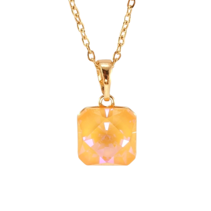 Кулон Xuping колір 18K з кр-ми Swarovski на ланцюжку Кристал Peach Delite 10х10мм довжина 40-45см фото №22