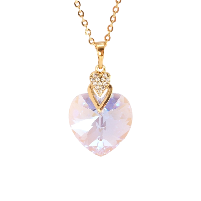 Кулон Xuping колір 18K з кр-ми Swarovski на ланцюжку Кристальне серце Lavender Delite довжина 40-45см фото №4
