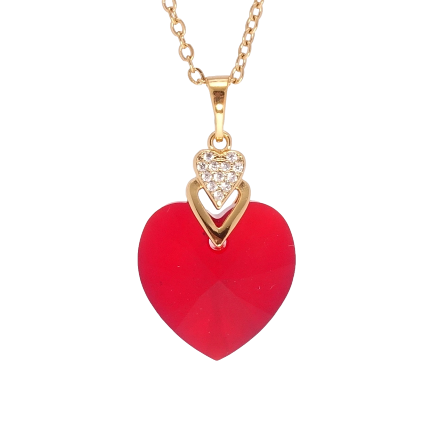 Кулон Xuping колір 18K з кр-ми Swarovski на ланцюжку Кристальне серце Siam довжина 40-45см фото №1 Кулон Xuping колір 18K з кр-ми Swarovski на ланцюжку Кристальне серце Siam довжина 40-45см фото №1