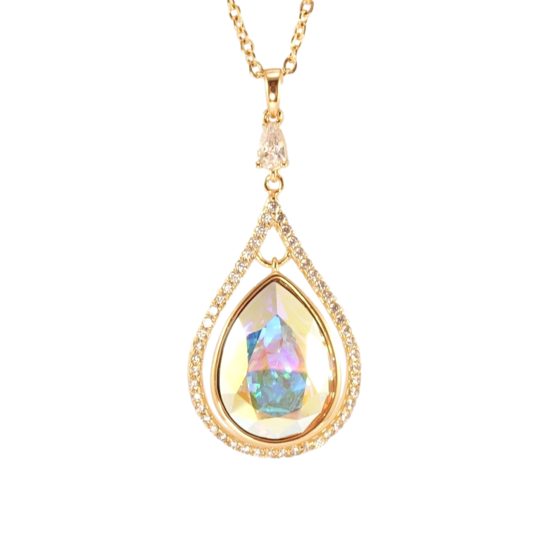 Кулон Xuping цвет 18K с кр-ми Swarovski на цепочке Изящная капелька с кристаллом АВ длина 40-45см фото №3