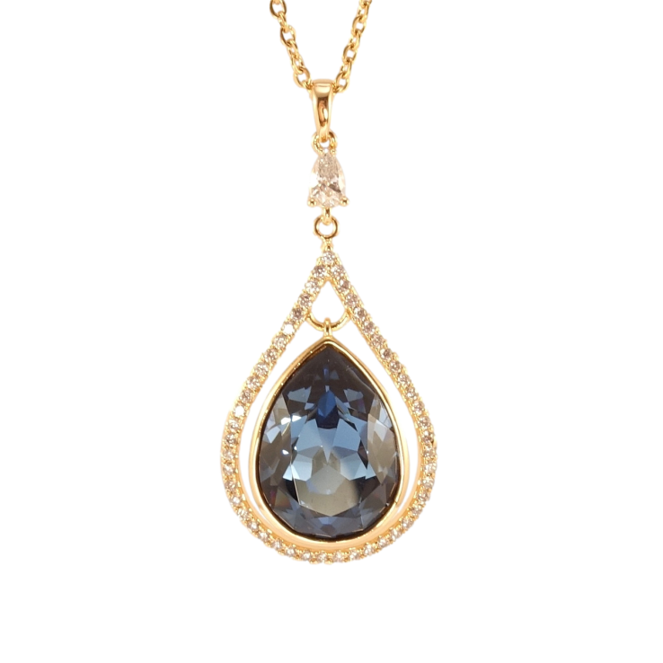Кулон Xuping колір 18K з кр-ми Swarovski на ланцюжку Витончена крапелька з кристалом Montana довжина 40-45см фото №20 Кулон Xuping колір 18K з кр-ми Swarovski на ланцюжку Витончена крапелька з кристалом Montana довжина 40-45см фото №20