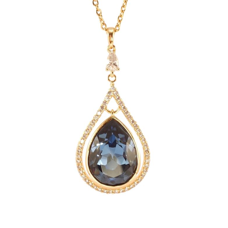 Кулон Xuping колір 18K з кр-ми Swarovski на ланцюжку Витончена крапелька з кристалом Montana довжина 40-45см фото №8 Кулон Xuping колір 18K з кр-ми Swarovski на ланцюжку Витончена крапелька з кристалом Montana довжина 40-45см фото №8