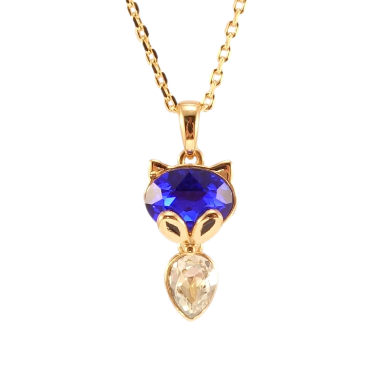Кулон Xuping колір 18K з кр-ми Swarovski на ланцюжку Лиса з кристалами Clear та Capri Blue довжина 40-45см фото №2