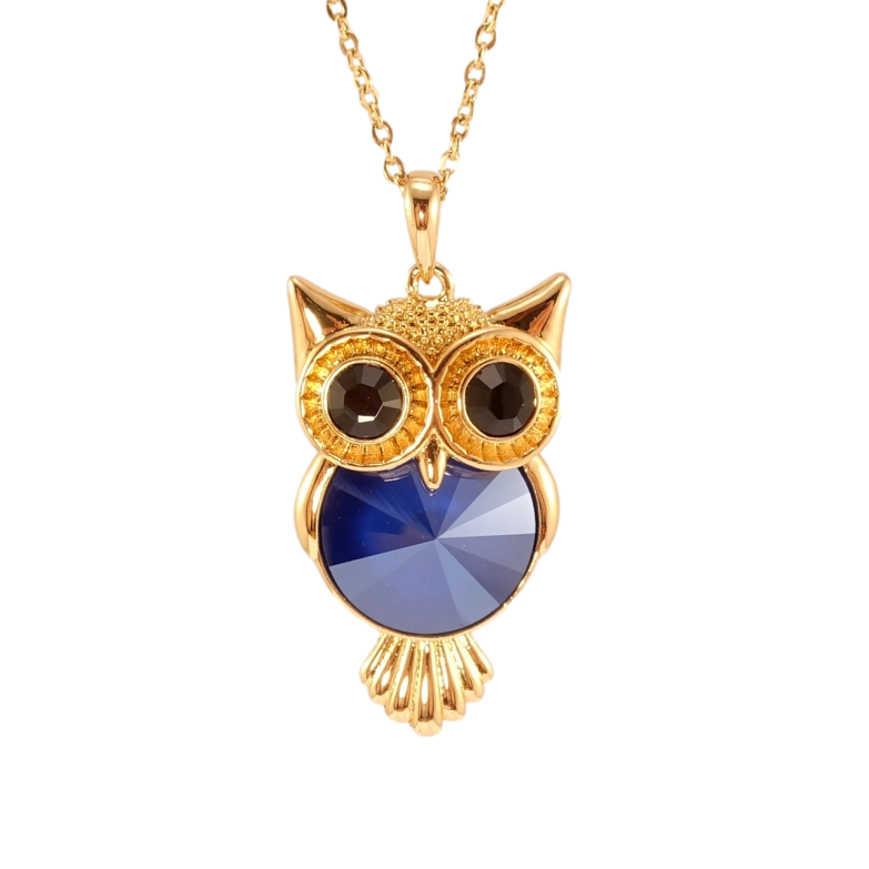 Кулон Xuping цвет 18K с кр-ми Swarovski на цепочке Сова с кристаллом Royal Blue длина 40-45см фото №3