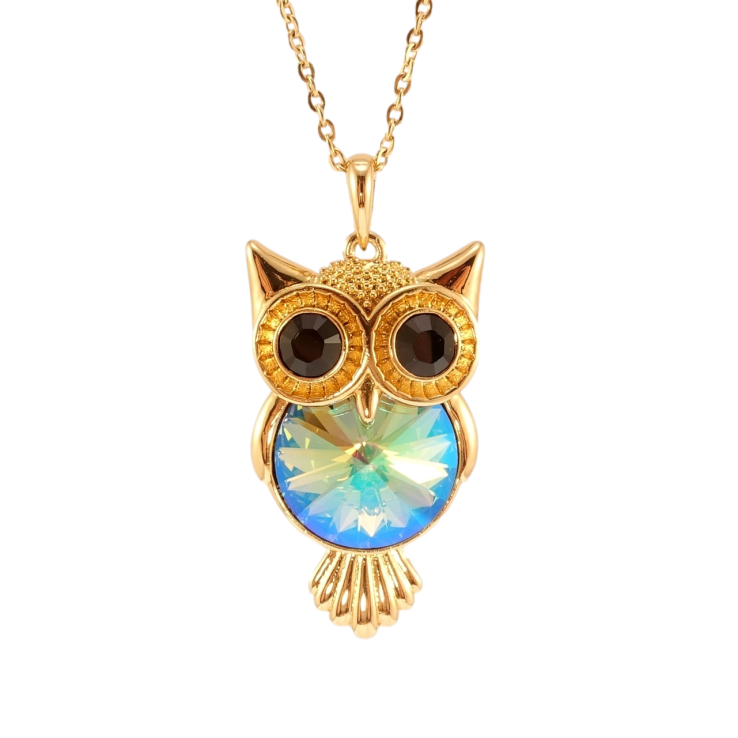 Кулон Xuping колір 18K з кр-ми Swarovski на ланцюжку Сова з кристалом Erinite Shimmer довжина 40-45см фото №3