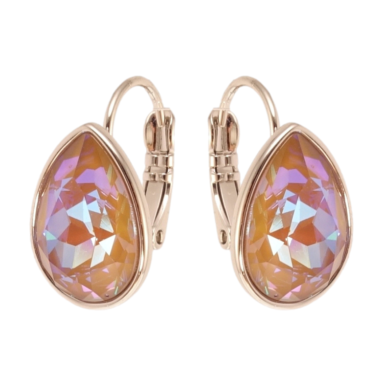 Сережки Xuping колір Родій з кристалами Swarovski французький замок Кристальна крапелька Cappuccino Delite фото №23