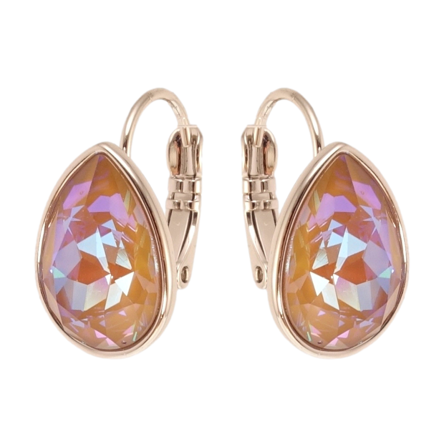 Сережки Xuping колір Родій з кристалами Swarovski французький замок Кристальна крапелька Cappuccino Delite фото №1
