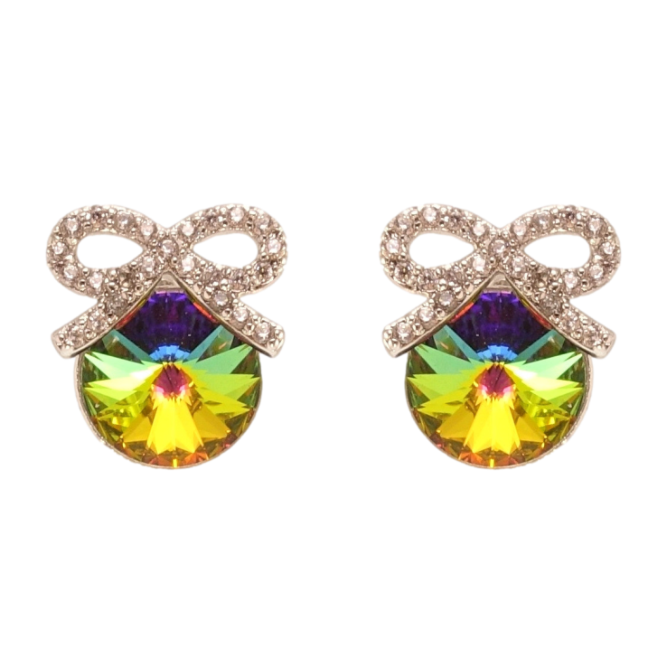 Серьги Xuping цвет Родий с кристаллами Swarovski пусеты Кристалл Vitrail Medium с бантом фото №22 Серьги Xuping цвет Родий с кристаллами Swarovski пусеты Кристалл Vitrail Medium с бантом фото №22