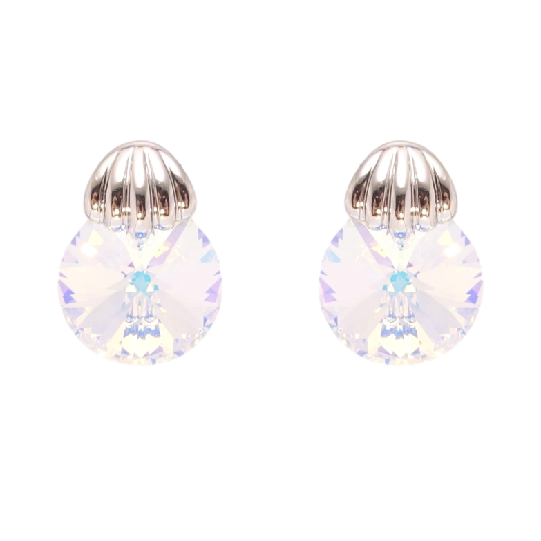 Сережки Xuping колір Родій з кристалами Swarovski пусети Кристал Shimmer з черепашкою фото №4 Сережки Xuping колір Родій з кристалами Swarovski пусети Кристал Shimmer з черепашкою фото №4