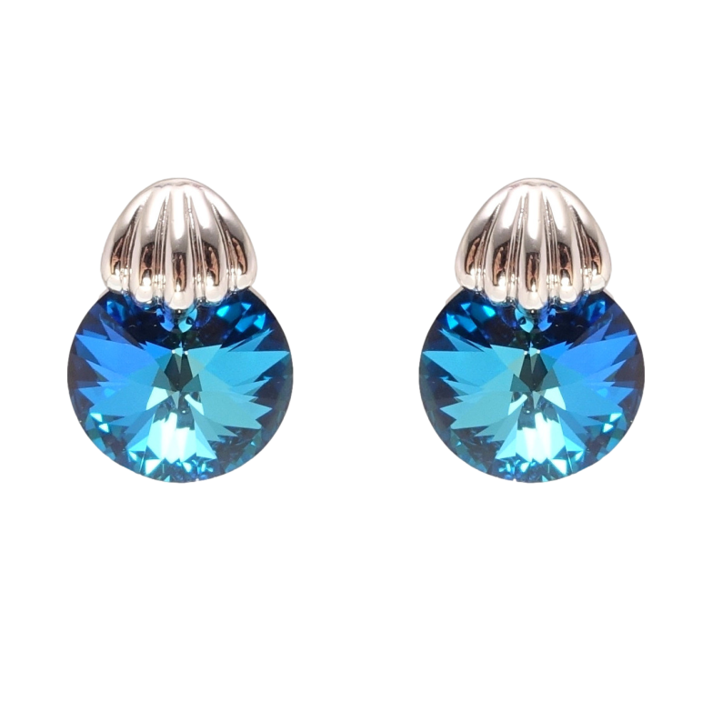 Серьги Xuping цвет Родий с кристаллами Swarovski пусеты Кристалл Metallic Blue с ракушкой фото №7 Серьги Xuping цвет Родий с кристаллами Swarovski пусеты Кристалл Metallic Blue с ракушкой фото №7