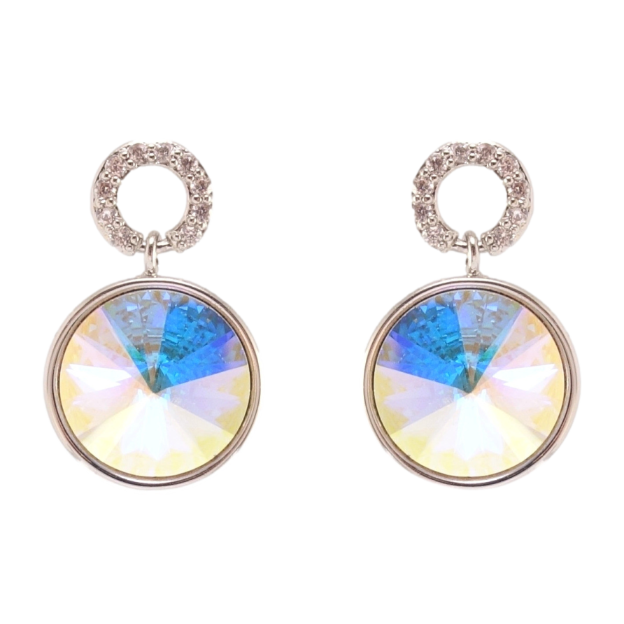 Сережки Xuping колір Родій з кристалами Swarovski пусети Кристал АВ на кільці ø 7мм та 12мм фото №1 Сережки Xuping колір Родій з кристалами Swarovski пусети Кристал АВ на кільці ø 7мм та 12мм фото №1
