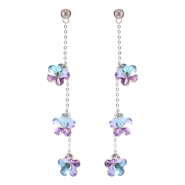 Сережки Xuping колір Родій з кристалами Swarovski пусети Кристальні квіточки Paradise Shine на ланцюжку фото №5 Сережки Xuping колір Родій з кристалами Swarovski пусети Кристальні квіточки Paradise Shine на ланцюжку фото №5