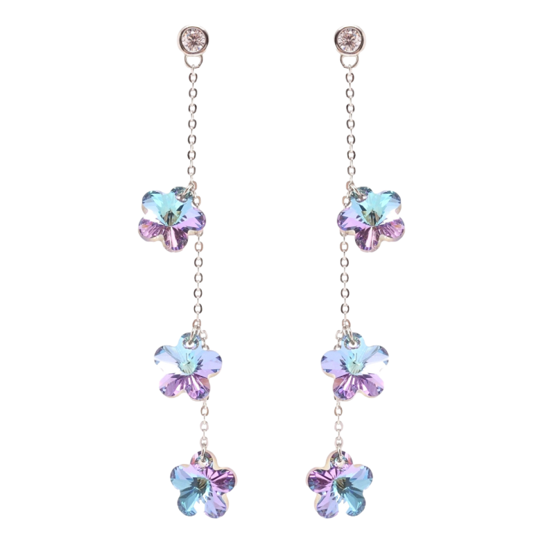 Сережки Xuping колір Родій з кристалами Swarovski пусети Кристальні квіточки Paradise Shine на ланцюжку фото №8 Сережки Xuping колір Родій з кристалами Swarovski пусети Кристальні квіточки Paradise Shine на ланцюжку фото №8