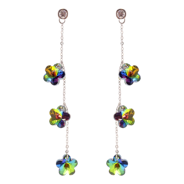 Сережки Xuping колір Родій з кристалами Swarovski пусети Кристальні квіточки Vitrail Medium на ланцюжку фото №15 Сережки Xuping колір Родій з кристалами Swarovski пусети Кристальні квіточки Vitrail Medium на ланцюжку фото №15