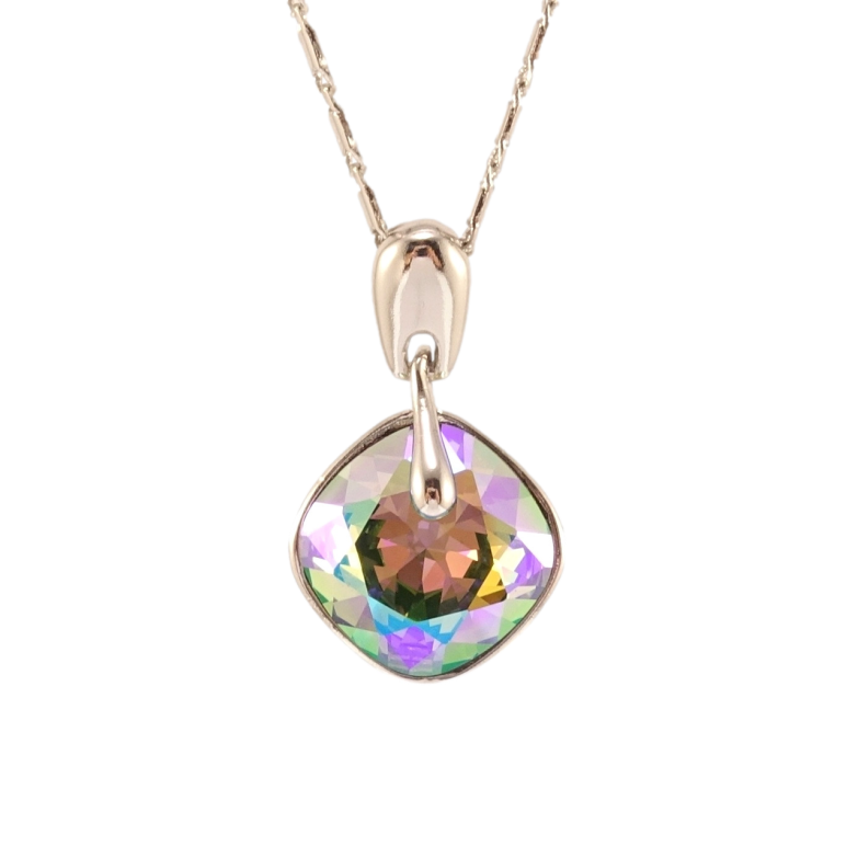 Кулон Xuping колір Родій з кр-ми Swarovski на ланцюжку Кристал Erinite Shimmer довжина 41-46см х 2мм фото №3