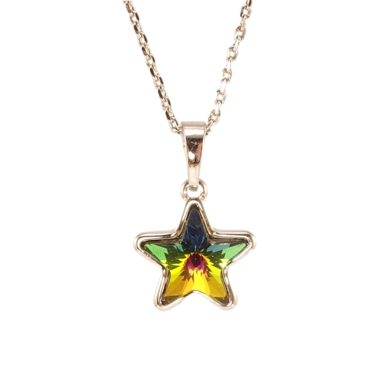 Кулон Xuping колір Родій з кр-ми Swarovski на ланцюжку Кристальна зірка Vitrail Medium довжина 42-46,5см х 1мм фото №2 Кулон Xuping колір Родій з кр-ми Swarovski на ланцюжку Кристальна зірка Vitrail Medium довжина 42-46,5см х 1мм фото №2