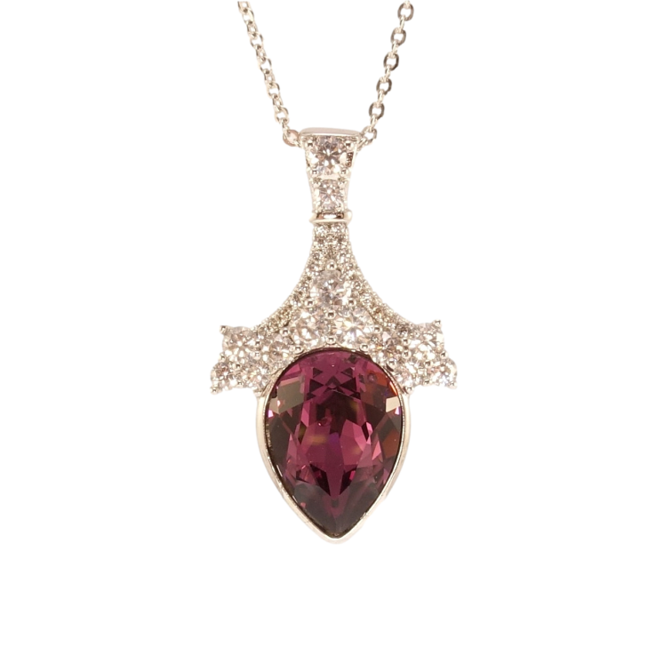 Кулон Xuping колір Родій з кр-ми Swarovski на ланцюжку Витончена підвіска з кристалом Burgundy довжина 40-45см х 1мм фото №9 Кулон Xuping колір Родій з кр-ми Swarovski на ланцюжку Витончена підвіска з кристалом Burgundy довжина 40-45см х 1мм фото №9
