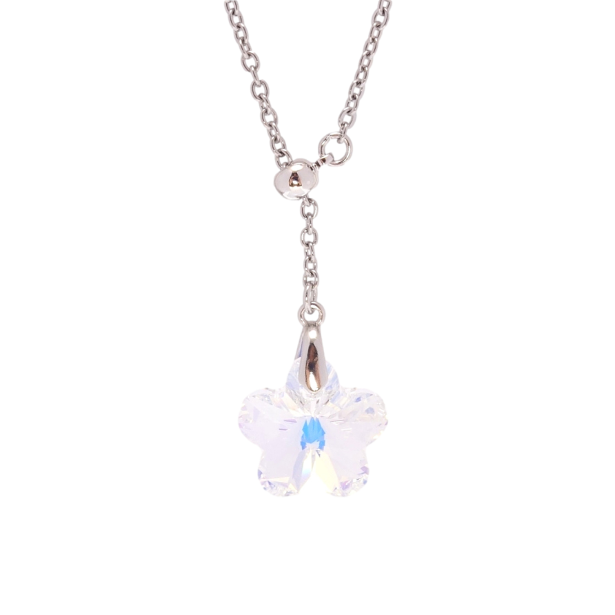 Кулон Xuping цвет Родий с кр-ми Swarovski на цепочке Кристальный цветок Shimmer на бегунке длина 46-49см х фото №1