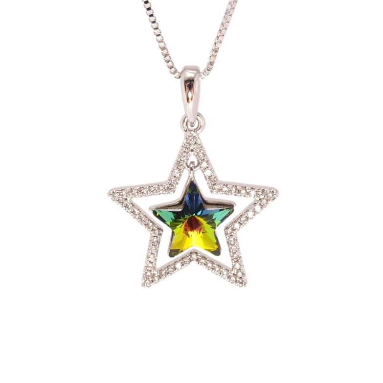 Кулон Xuping колір Родій з кр-ми Swarovski на ланцюжку Зірка з кристалом Vitrail Medi довжина 40-45см х фото №6 Кулон Xuping колір Родій з кр-ми Swarovski на ланцюжку Зірка з кристалом Vitrail Medi довжина 40-45см х фото №6