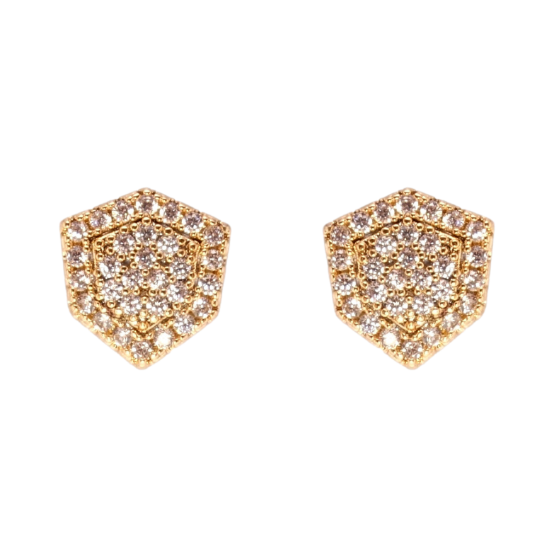 Серьги Xuping Позолота 18K пусеты Шестиугольники с инкрустацией цирконием фото №2