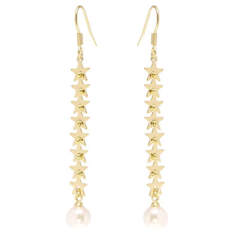 Серьги Xuping QQMM Позолота 14K французский замок Звездные дорожки с жемчугом фото №5