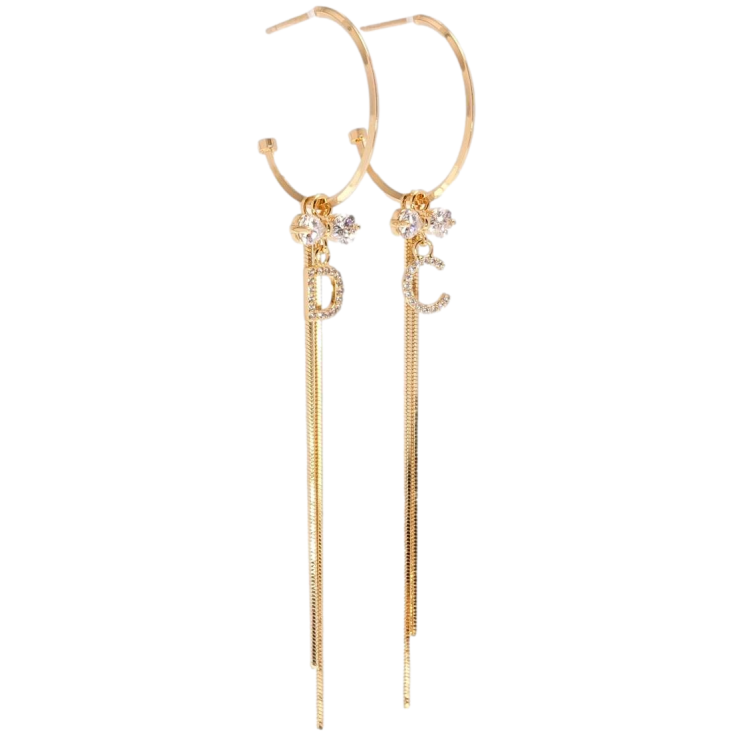 Серьги Xuping QQMM Позолота 18K пусеты Декоративные подвески с буквами и цепочками фото №16