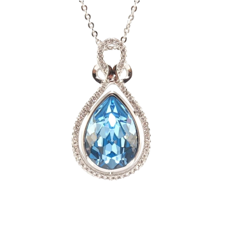 Кулон Xuping колір Родій з кр-ми Swarovski на ланцюжку Кристальна крапля Aquamarine довжина 40-45см х 1мм фото №18 Кулон Xuping колір Родій з кр-ми Swarovski на ланцюжку Кристальна крапля Aquamarine довжина 40-45см х 1мм фото №18