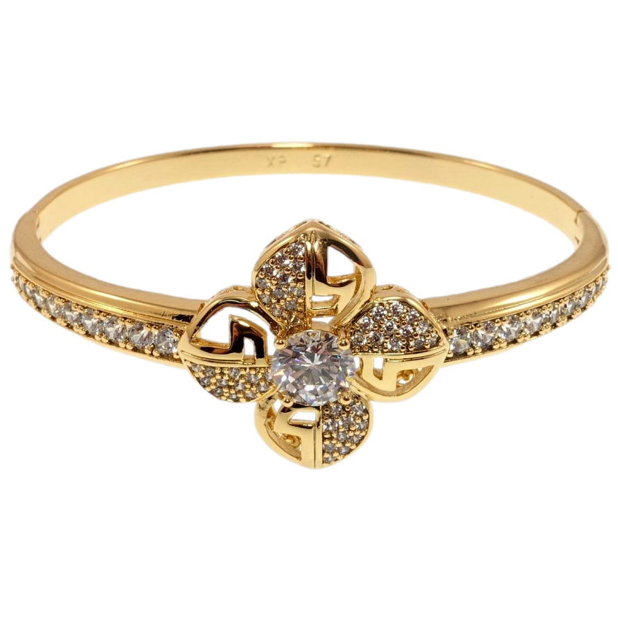 Браслет Xuping Позолота 18K Цветок с инкрустацией цирконием ø 5,7см фото №1