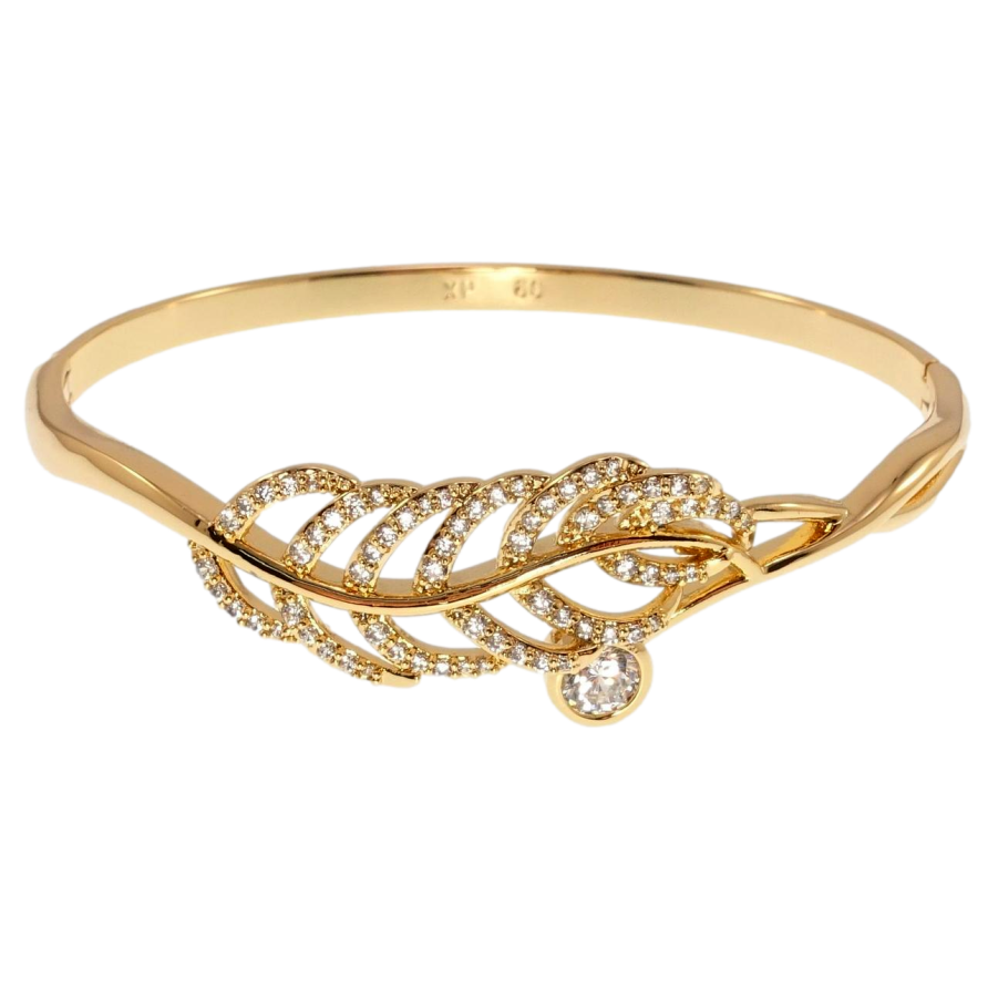 Браслет Xuping Позолота 18K Перо с цирконием ø 6см фото №1 Браслет Xuping Позолота 18K Перо с цирконием ø 6см фото №1