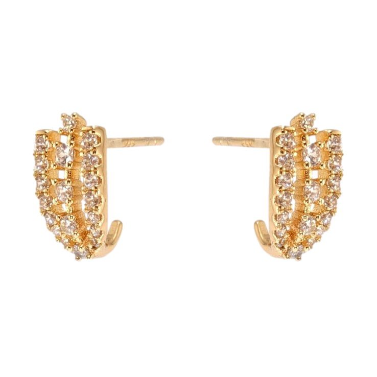 Серьги Xuping Позолота 18K пусеты Дуги из дорожек циркония фото №7