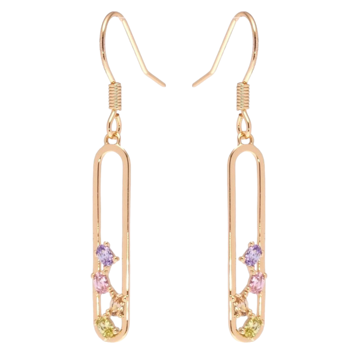Серьги Xuping Позолота 18K подвески французский замок Овальные подвески с цветными кристаллами фото №14 Серьги Xuping Позолота 18K подвески французский замок Овальные подвески с цветными кристаллами фото №14