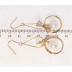 Серьги Xuping Позолота 18K подвески французский замок Кристальные банты с жемчужной подвеской в колечке фото №2 Серьги Xuping Позолота 18K подвески французский замок Кристальные банты с жемчужной подвеской в колечке фото №2