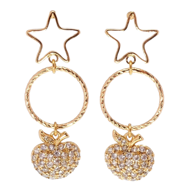 Серьги Xuping Позолота 18K пусеты Звезды с яблоками инкрустация цирконием фото №2