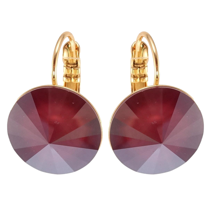Серьги Xuping цвет 18K с кристаллами Swarovski французский замок Кристаллы Royal Red ø 14мм фото №5