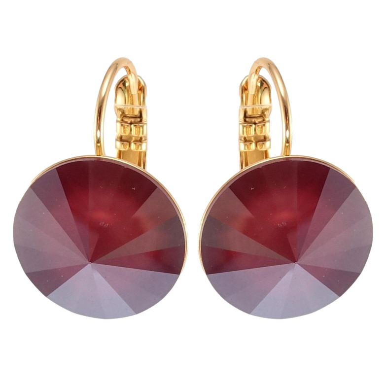 Сережки Xuping колір 18K з кристалами Swarovski французький замок Кристали Royal Red ø 14мм фото №5