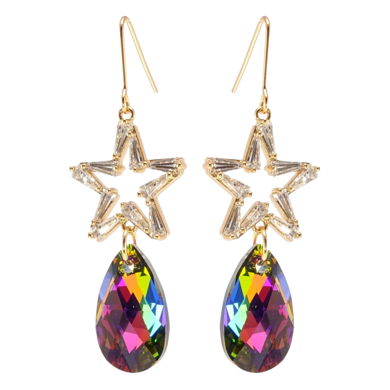 Сережки Xuping колір 18K з кристалами Swarovski французький замок Зірки з кристалами Vitrail Medium фото №9 Сережки Xuping колір 18K з кристалами Swarovski французький замок Зірки з кристалами Vitrail Medium фото №9