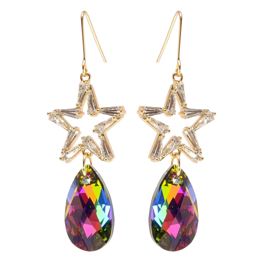 Сережки Xuping колір 18K з кристалами Swarovski французький замок Зірки з кристалами Vitrail Medium фото №1 Сережки Xuping колір 18K з кристалами Swarovski французький замок Зірки з кристалами Vitrail Medium фото №1