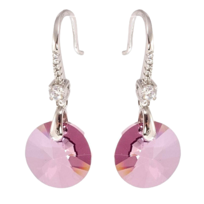 Сережки Xuping колір Родій з кристалами Swarovski французький замок Кристальні Peony Pink підвіски фото №9 Сережки Xuping колір Родій з кристалами Swarovski французький замок Кристальні Peony Pink підвіски фото №9
